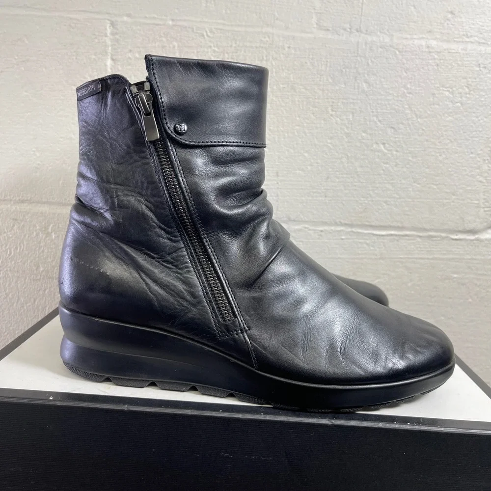 Mephisto Phila Black Leather Ankle Boots Side‎ Zipper Women's Size 10 US
